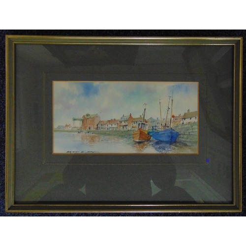 52 - Brian Day two framed and glazed watercolours of North Norfolk harbour scenes, signed bottom left, 12... 