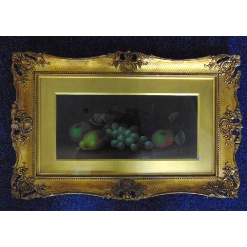 68 - Edwin Steele a pair of framed and glazed oils on panels of fruits, signed bottom right, 17 x 36.5cm