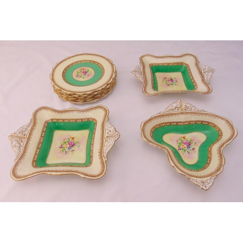 80 - Paragon six place setting dessert set and three fruit bowls, decorated with floral sprays (9)