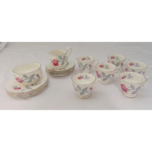 86 - Royal Albert Trent Rose teaset for six place settings to include cups, saucers, plates, milk jug and... 