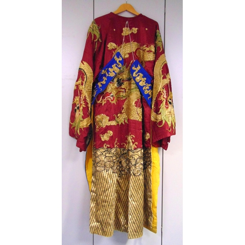 203 - A Dragons Qing dynasty Imperial style robe with embroidered decoration