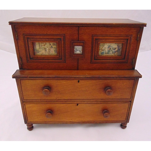 236 - A Victorian mahogany rectangular apprentice piece dresser with drawers and cupboards, 34.5 x 36 x 18... 