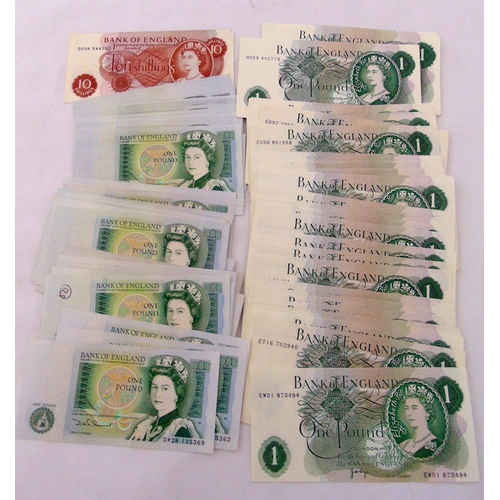 262 - A quantity of GB bank notes to include £1 and 10 Shillings