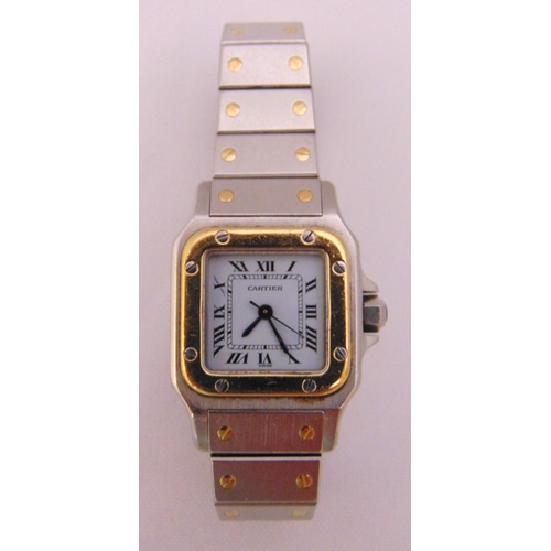 285 - Cartier Panthère stainless steel and gold ladies wristwatch to include one spare link