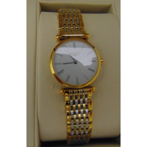 288 - Longines La Grand Classique ladies gold plated wristwatch with original case and documents