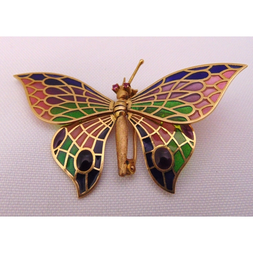 298 - 18ct yellow gold articulated piquet du jour brooch in the form of a butterfly, A/F approx total weig... 