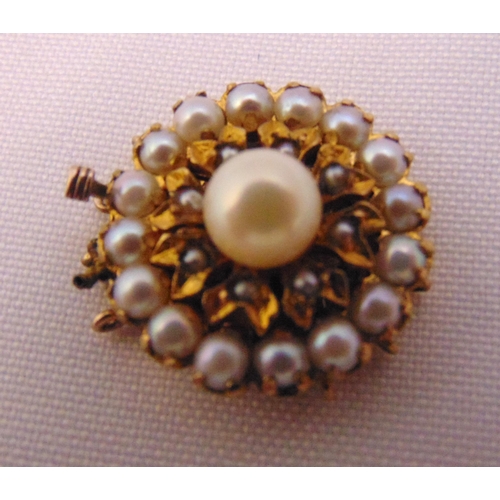 304 - 9ct yellow gold and pearl clasp, approx total weight 8.8g