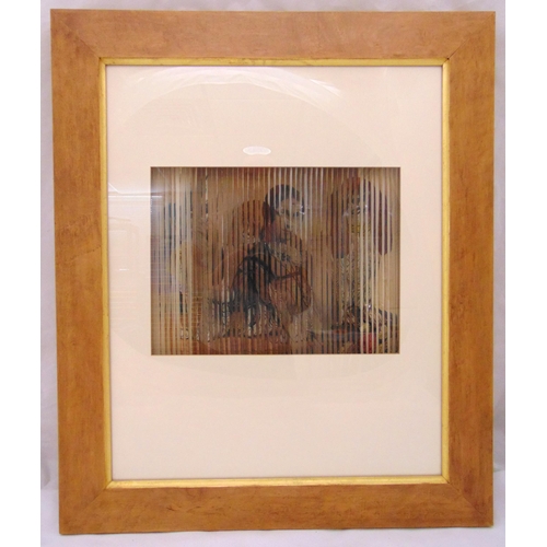 33 - A framed and glazed three dimensional image of a lady, dogs and flowers, 29 x 38cm