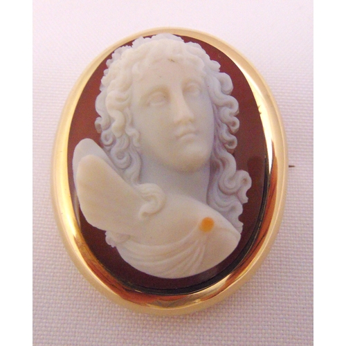 336 - Gold and cameo brooch, gold tested 15ct