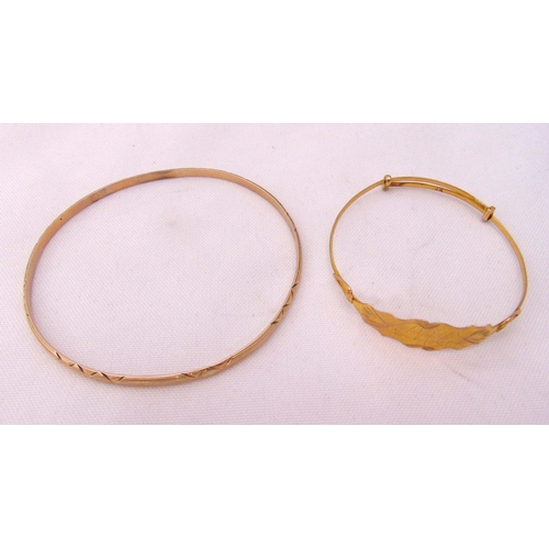 354 - Two 9ct gold bangles, approx total weight 12.4g