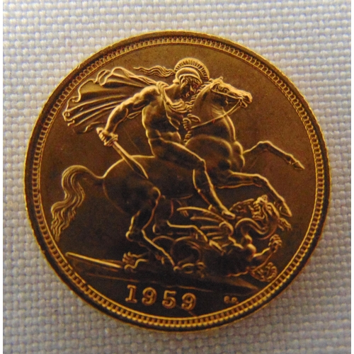 359 - 1959 gold Sovereign in fitted case