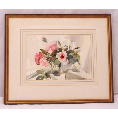 38 - Edward Wesson framed watercolour titled Red Rose in a Vase, signed bottom right, 32 x 45.5cm