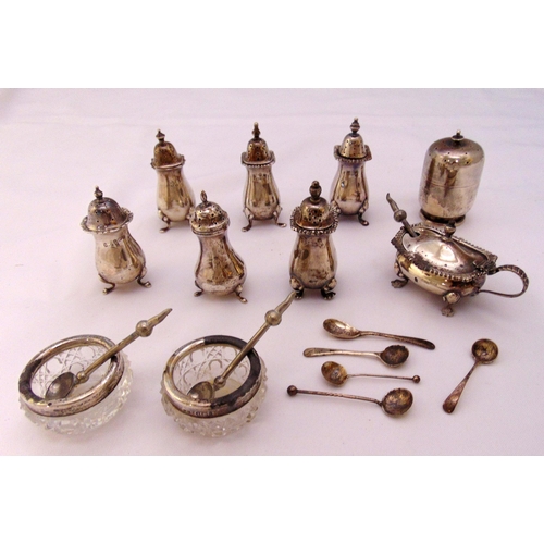 395 - A quantity of hallmarked silver condiments and condiment spoons (17)