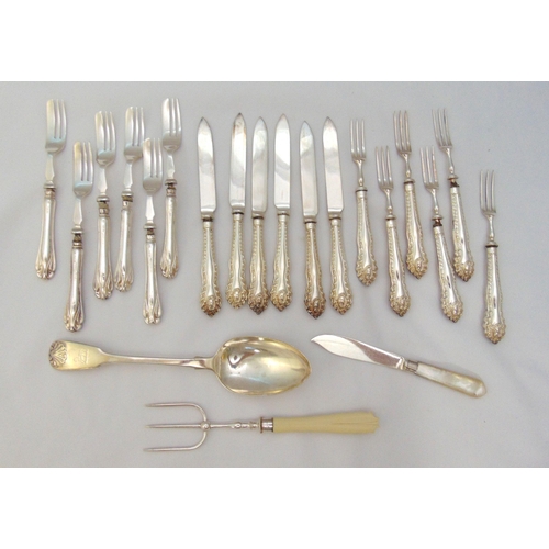 401 - A quantity of hallmarked silver flatware to include a set of six dessert eaters, six pastry forks, a... 