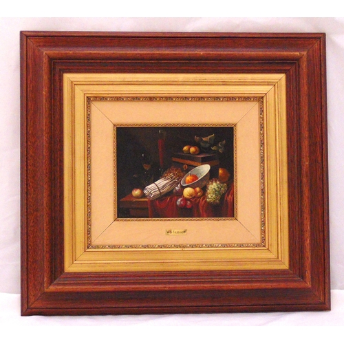 64 - S. Toledano framed oil on canvas still life of fruit, signed bottom left, 22.5 x 17.5cm