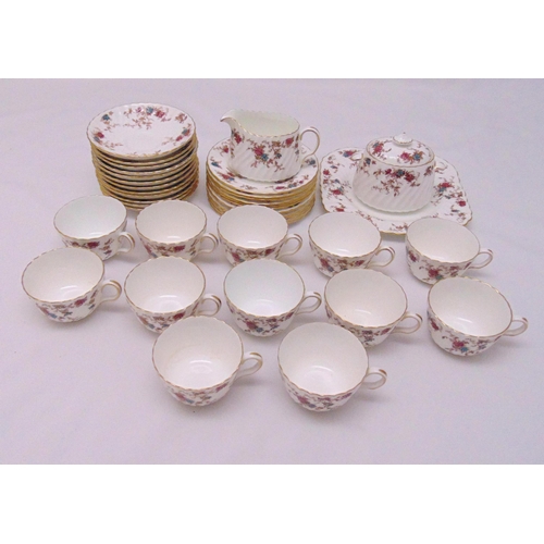 101 - Minton Ancestral twelve place setting teaset to include cups, saucers, plates, a cake plate, a milk ... 