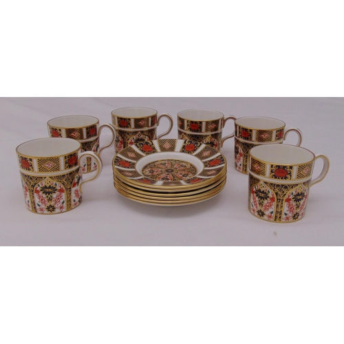 104 - Royal Crown Derby Imari pattern set of six coffee cups and saucers