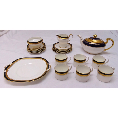 107 - Aynsley Blue Cobalt teaset to include cups, saucers and a teapot (22)