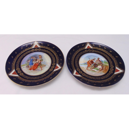 113 - A pair of early20th century Vienna porcelain wall plates by Ackermann and Fritze decorated with clas... 