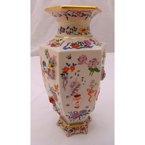 124 - Dawen Wang porcelain vase of The Hundred Flowers, marks to the base, 30.5cm (h)