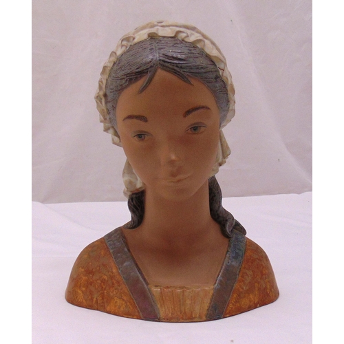 142 - Lladro figural bust of a lady wearing a head covering, 34cm (h)