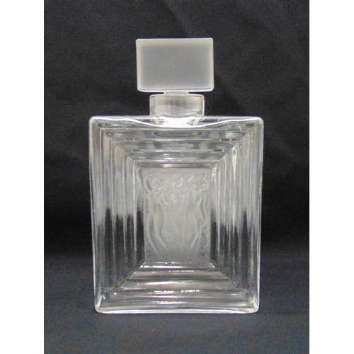 155 - Lalique Duncan No 3 Perfume Bottle of ribbed rectangular section with frosted glass plaques depictin... 