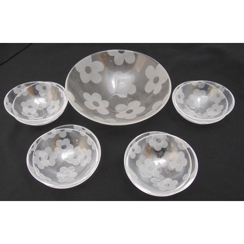 160 - Orrefors glass fruit set to include a serving bowl and eight fruit bowls