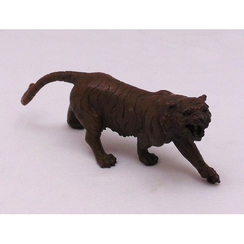 187 - A Japanese Okimono bronze figurine of a Tiger, 15cm (l)