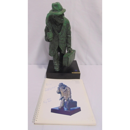 197 - Nicky Imber cast bronze figure titled Wandering Jew, mounted on a rectangular plinth, to include a o... 