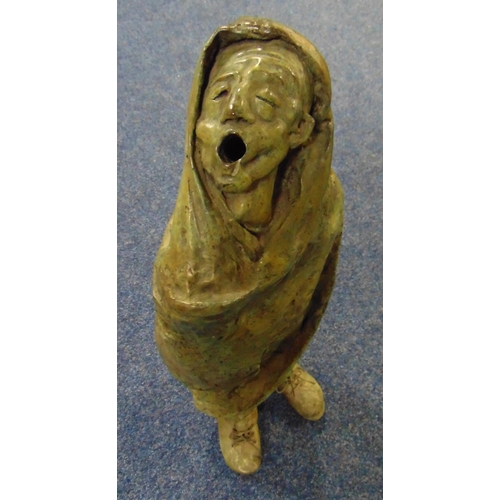 198 - Ilana Goor cast bronze figure of a man wrapped in a blanket, 74cm (h)