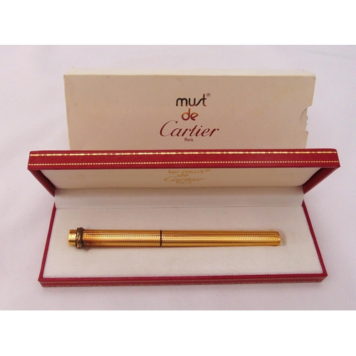 218 - Must de Cartier gold plated rollerball pen in original fitted case