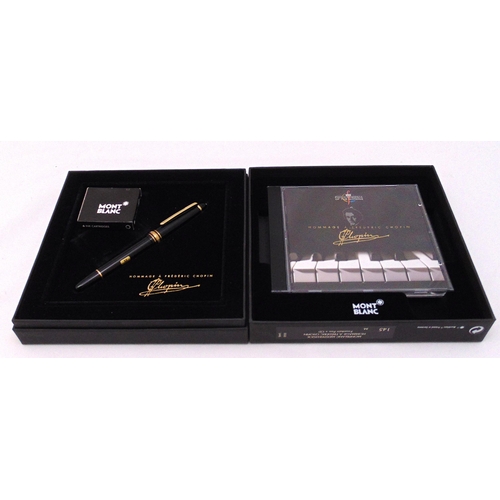 219 - Montblanc Meisterstuck  fountain pen with 14ct gold nib to include a CD Hommage To Frederic Chopin a... 