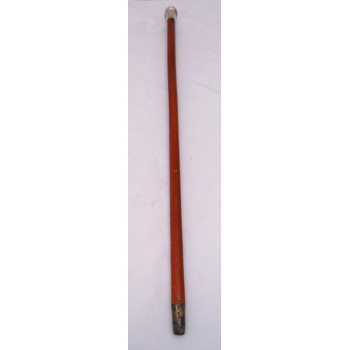 229 - Malacca walking cane with rounded hallmarked silver knop monogrammed, Edinburgh hallmark