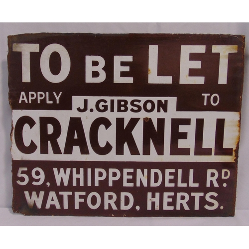 251 - To Be Let rectangular enamel double sided estate agents sign, 41 x 50cm