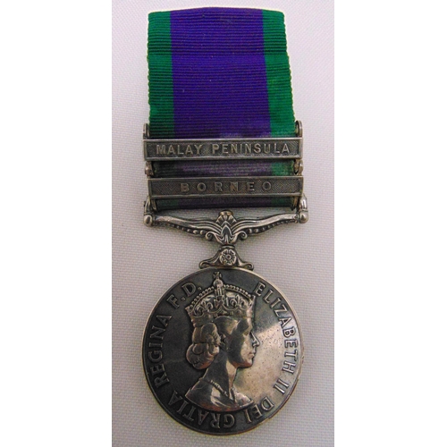 269 - QEII campaign service medal with Malay Peninsula and Borneo bars