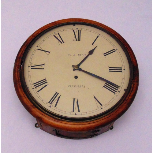 296 - W K Reed of Peckham station waiting room wall clock, circular white dial with Roman numerals, 36cm (... 