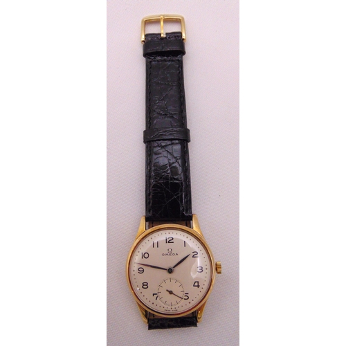 308 - Omega gentlemans wristwatch with subsidiary seconds dial (circa 1949) on replacement leather strap