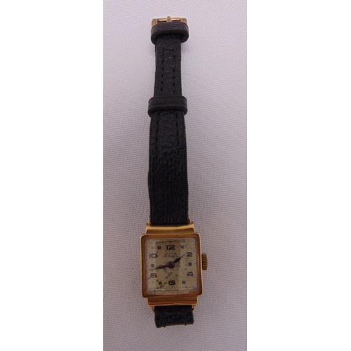 311 - Otis 18t gold ladies wristwatch on replacement leather strap