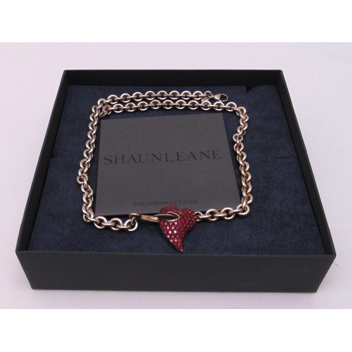 334 - Shaun Leane Hook My Heart hallmarked silver necklace set with red topaz, to include chain, in origin... 