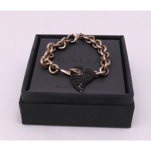 335 - Shaun Leane silver Hook My Heart bracelet set with spinels, in original box