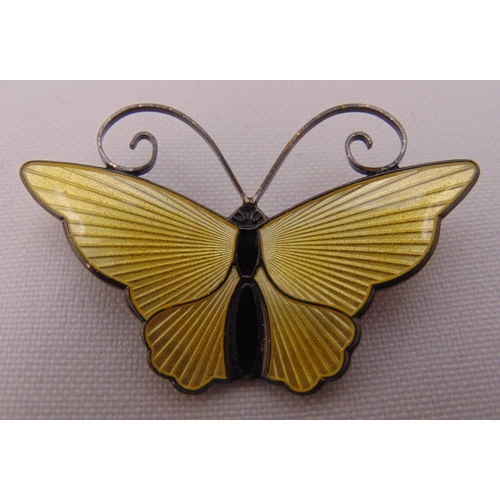 342 - A vintage Norwegian sterling silver and enamel butterfly brooch