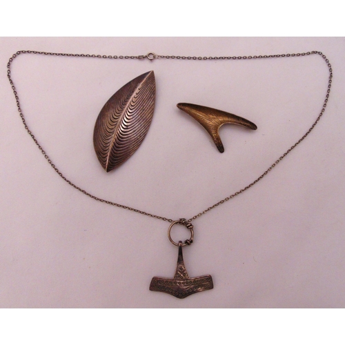 343 - A quantity of Danish and Norwegian vintage hallmarked sterling silver jewellery to include two leaf ... 