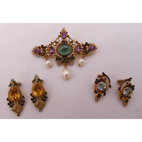 344 - Percossi Papi brooch and two pairs of Perocossi Papi earrings