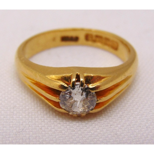 347 - 18ct yellow gold and diamond gypsy set ring, approx total weight 8.8g