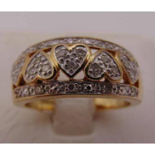 356 - 9ct gold and pave set diamond ring, approx total weight 6.6g