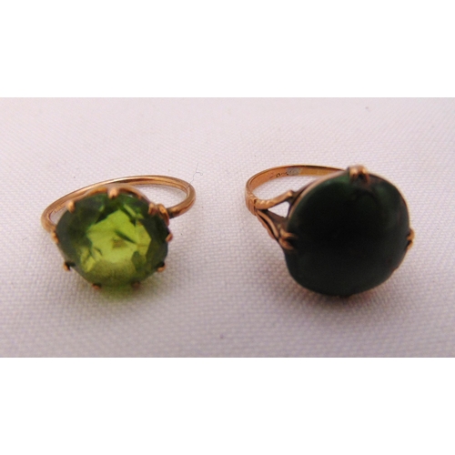 363 - Two 9ct gold and coloured stone rings