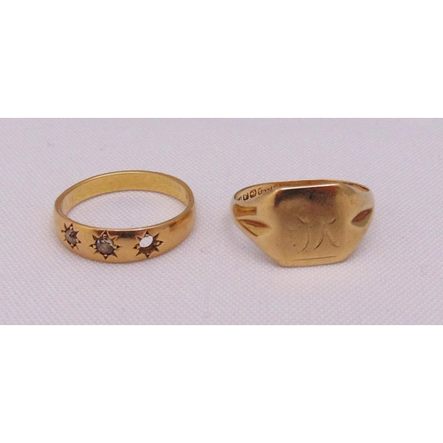 368 - 9ct gold signet ring and another ring, approx total weight 7.6g