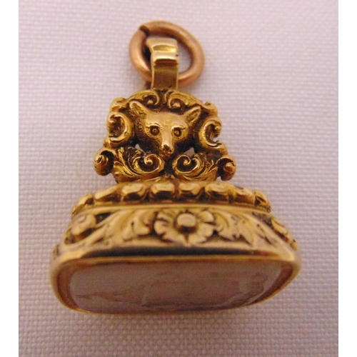 376 - A Regency gold seal, tested 14ct, approx total weight 17.2g