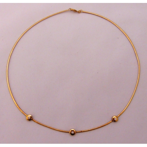 381 - 18ct yellow gold and diamond necklace, approx total weight 9.1g