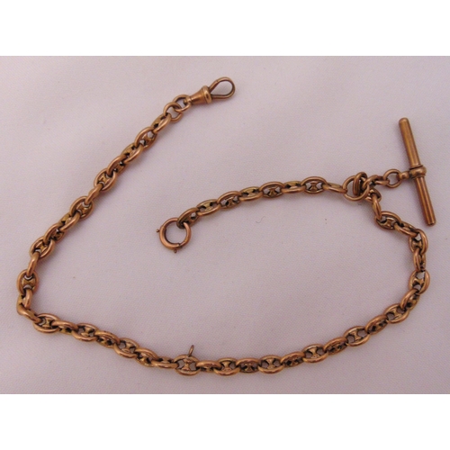 394 - A gold Albert chain with fob pendant, tested 10ct, approx total weight 24.6g